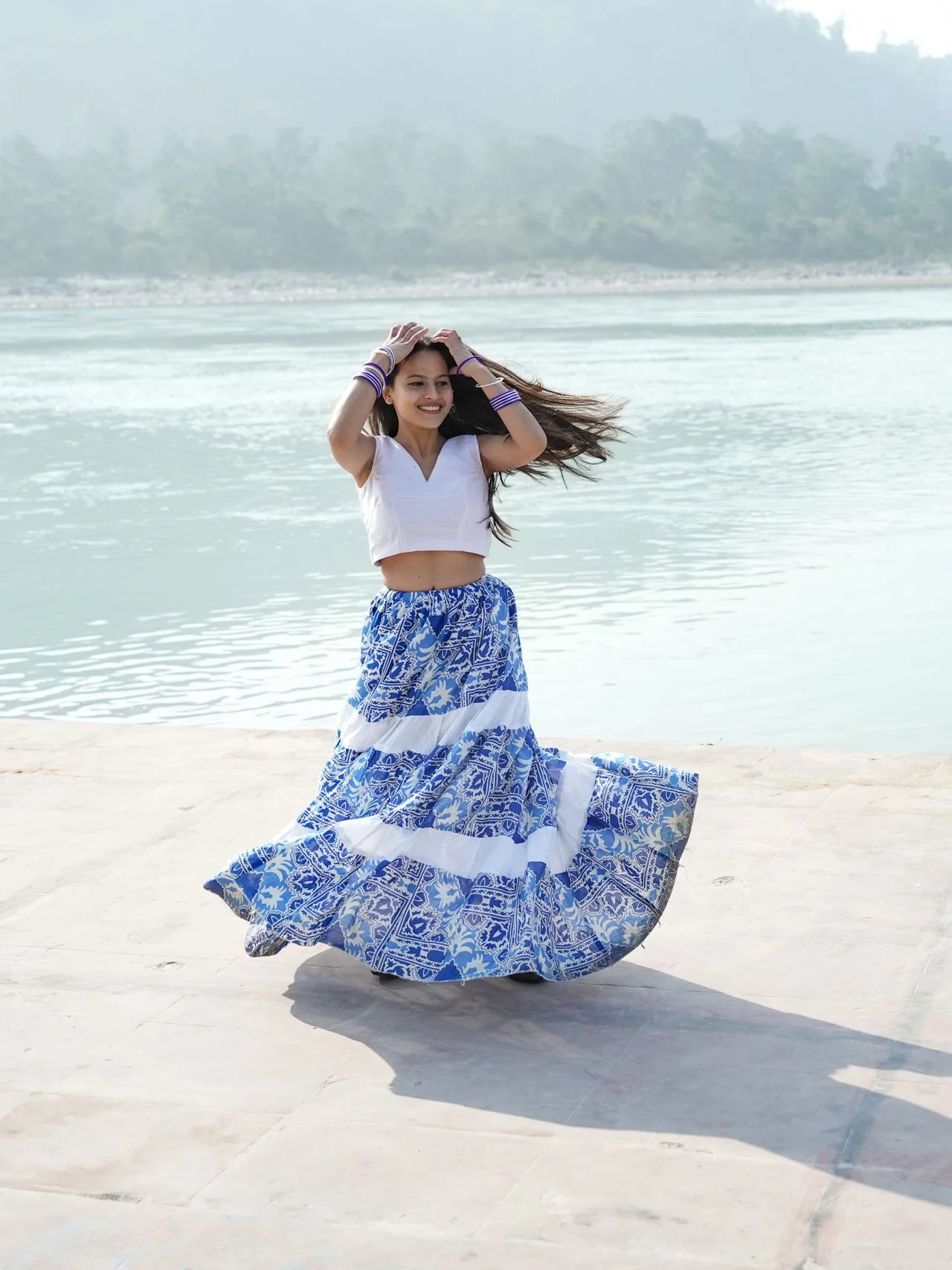 Indo-Western Crop Top and Skirt Set
