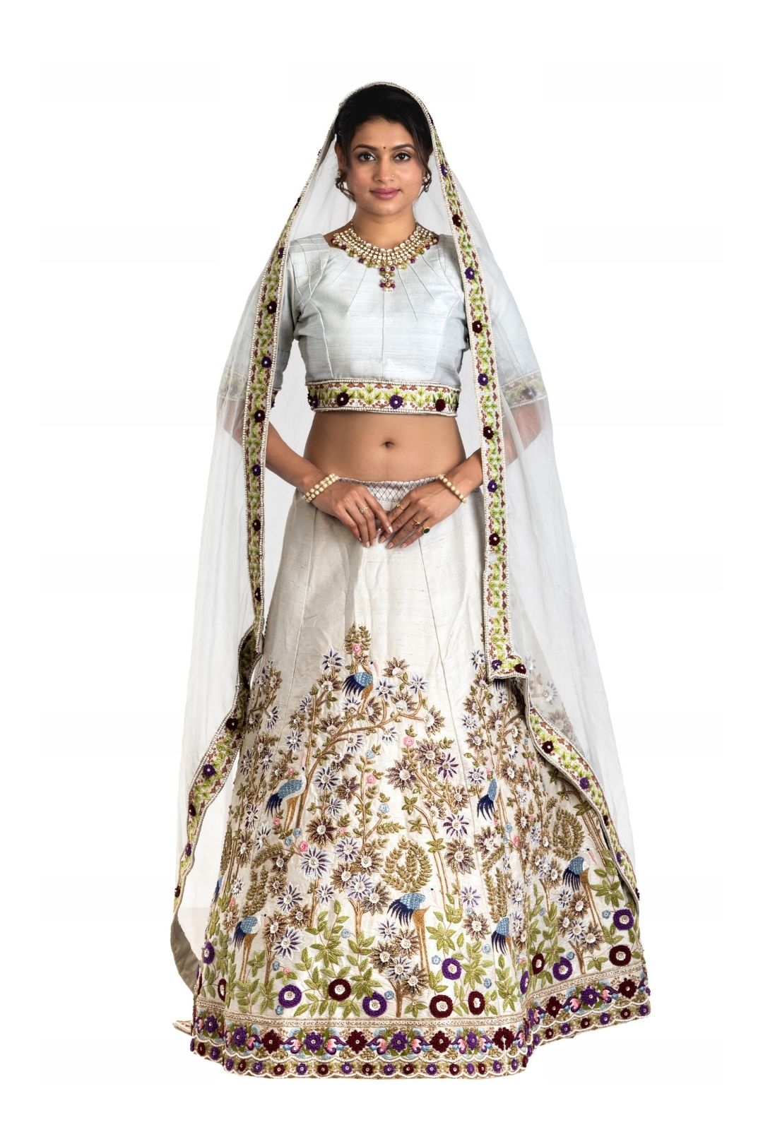 Srijan Fashion Heavy Embroidered Raw Silk Bridal Lehenga