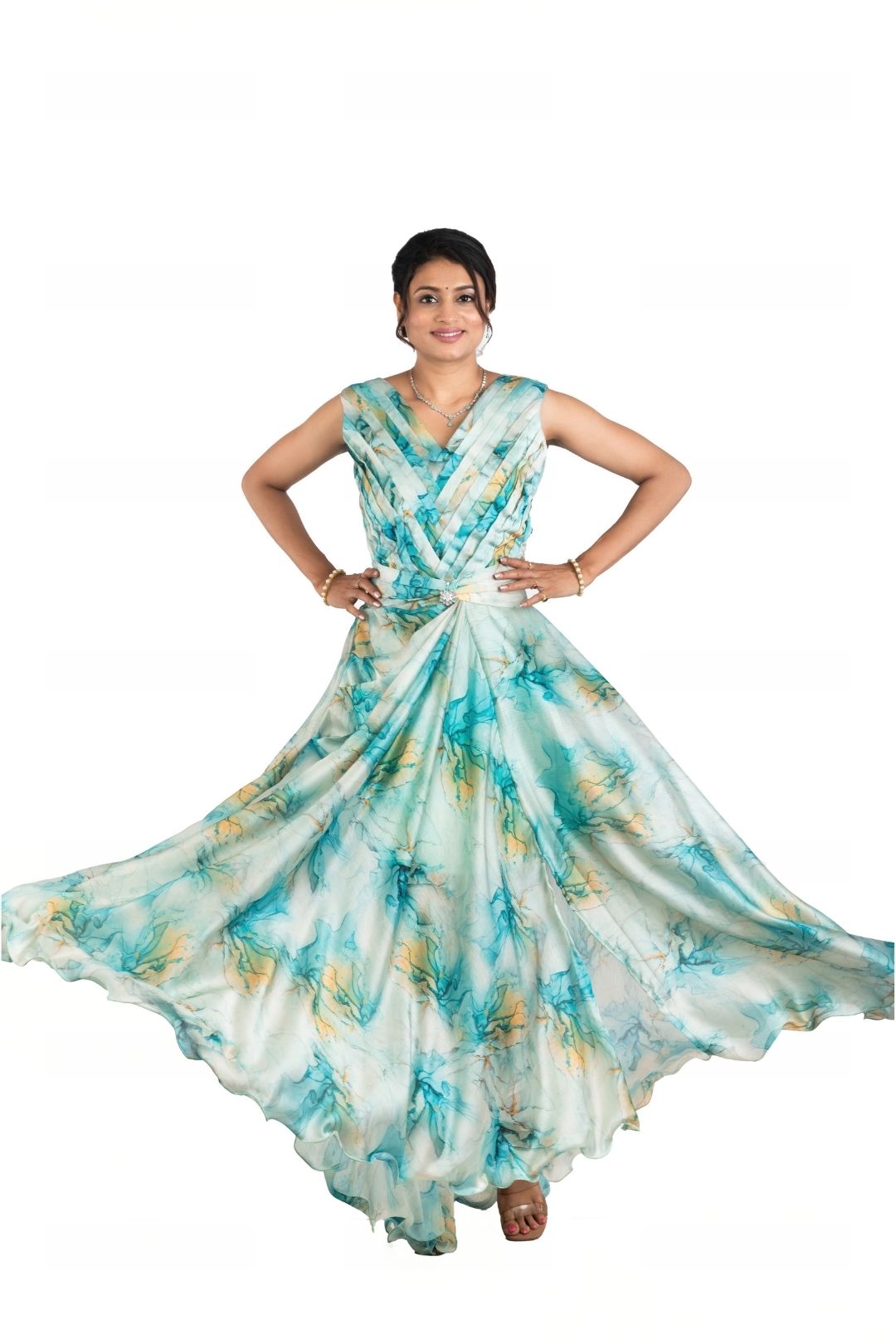 Srijan Fashion Printed Chiffon Designer Gown for Women